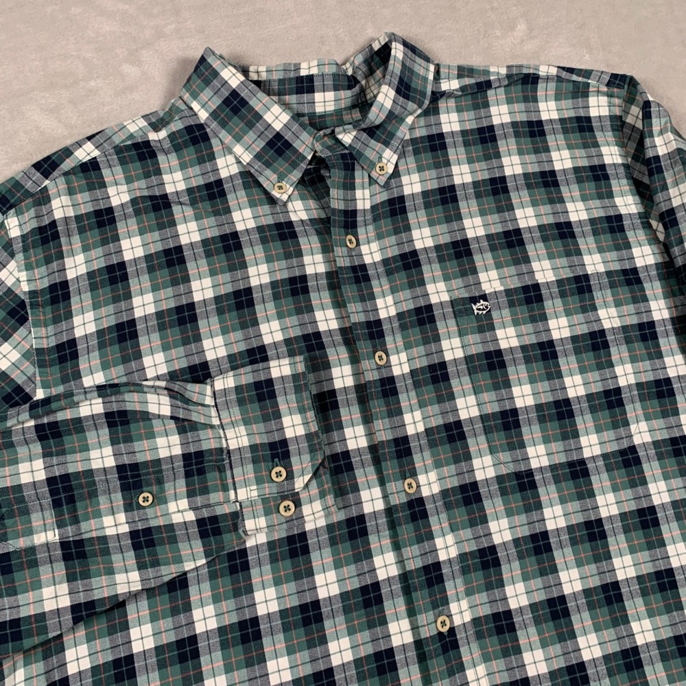 Southern Tide Button Down Shirt Mens Large Green Plaid Long Sleeve Cotton